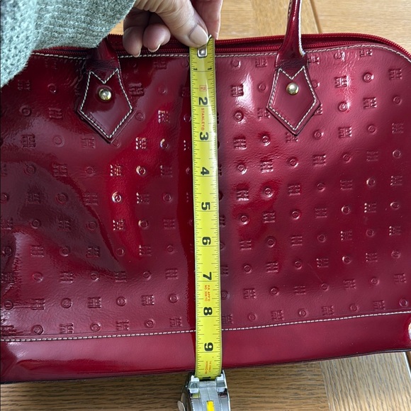 Arcadia Red Patent Leather Satchel with Glossy Finish - Picture 7 of 16